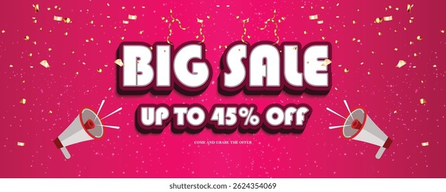 Big sale template with loud speaker, can be used in online selling market flyer, advertising, discount announcement, easily editable flyer, vector art illustration