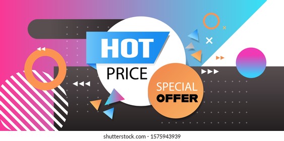big sale template special offer holiday shopping discount concept horizontal poster in memphis style vector illustration