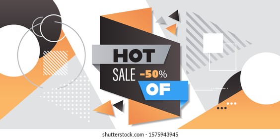 big sale template special offer holiday shopping discount concept horizontal poster in memphis style vector illustration