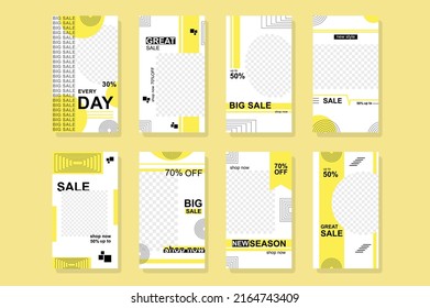 Big Sale template for  stories Mockups design for blog with vertical banners or posters offering discounts prices for season clearence Collection layouts for insta story at social network