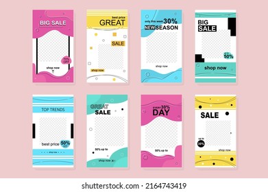 "Big Sale template for  stories Mockups design for blog with vertical banners Online shopping