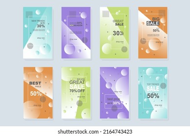 Big Sale template for  stories Mockups vertical design with abstract promo banners Online shopping at blogs with special discounts Collection layouts for insta story at social network