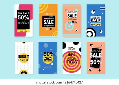 "Big Sale template for  stories Mockups design with geometric promo banners for making online purchases