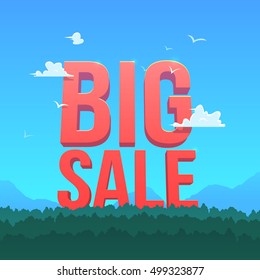 Big sale text with copy space, vector