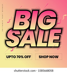 big sale text effect editable, easy custom, modern style header or title promotion product or services, special offer discount sale, simple and clean background