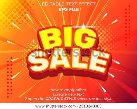 big sale text effect, font editable, typography, 3d text. vector template