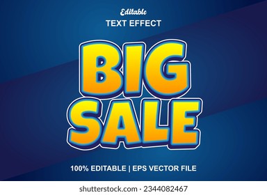big sale text effect with orange color graphic style editable