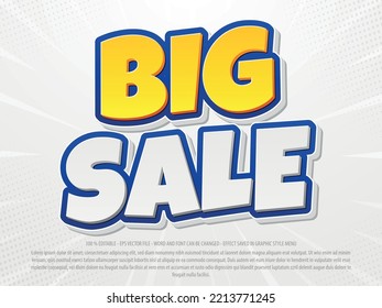 Big sale text effect template with 3d style use for logo and business brand