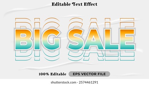 Big sale text effect, trendy graphic style editable text