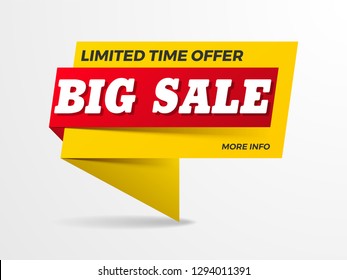 Big sale text on ribbon