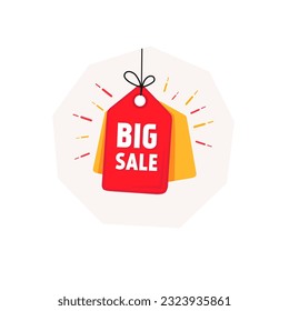 Big sale - text on white paper. Design for banner template. Vector
