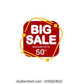 big sale text in a red rectangle with gold lines and gold smaller rectangles around it. big sale poster design