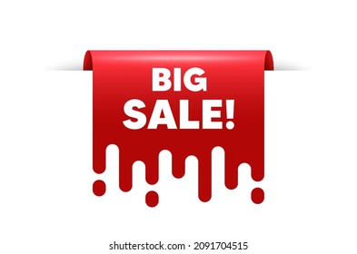 Big Sale Text. Red Ribbon Tag Banner. Special Offer Price Sign. Advertising Discounts Symbol. Big Sale Sticker Ribbon Badge Banner. Red Sale Label. Vector