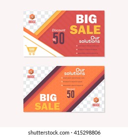 Big Sale Theme, Flat Website Banner, Horizontal Background Set