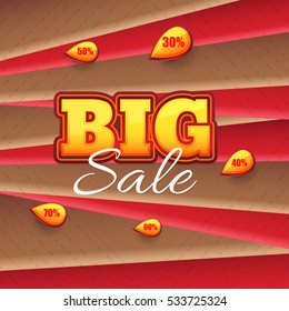 Big Sale Theme Website Banner, Card, Flyer Ad Design. Colorful Layers Background Illustration. Glossy Style Discount Balls