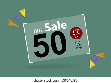 Big Sale, This label special offer banner, up to 50% off. Vector illustration.