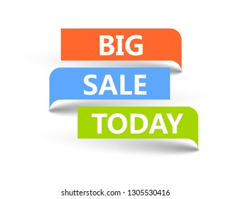 Big Sale Today Three color icons with shadow on white background