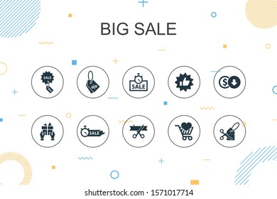 big sale trendy Infographic template. Thin line design with discount, shopping, special offer, best choice icons
