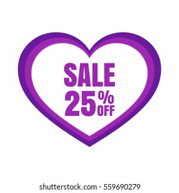 Big Sale for valentine's day,  special offer. Vector illustration on a white background.