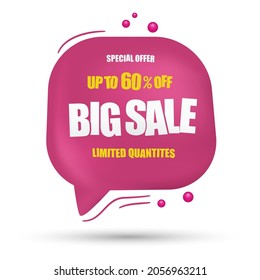 Big sale vector and 60 percent discount icon