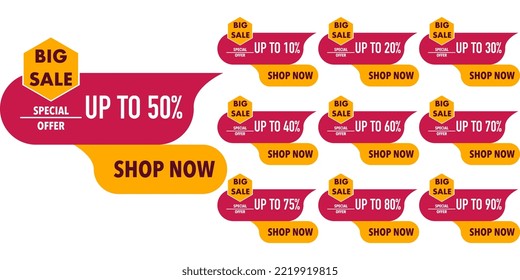 Big sale vector banner design Special special offer text. Layout banner template design for shopping discount promotion. Vector illustration.