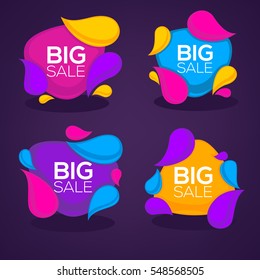 Big Sale, Vector Collection Of Bright Discount Bubble Tags, Banners And Stickers