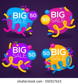 big sale, vector collection of bright discount bubble tags, banners and stickers
