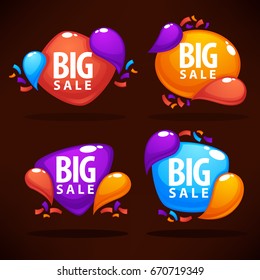big sale, vector collection of bright discount bubble tags, banners and stickers
