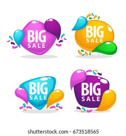 big sale, vector collection of bright discount bubble tags, banners and stickers isolated on white background