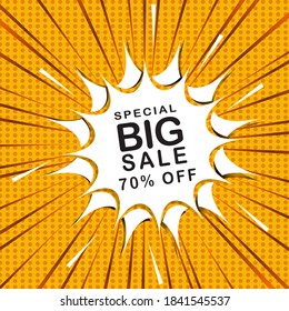 big sale vector design with halftone background