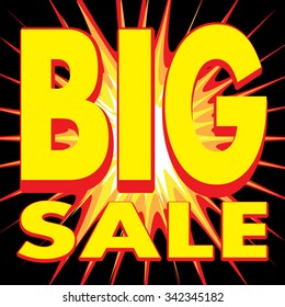 Big Sale Vector Explosion illustrated stickers, label or sale icon. Discount Price tags, sign or special offer symbol