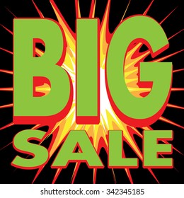 Big Sale Vector Explosion illustrated stickers, label or sale icon. Discount Price tags, sign or special offer symbol