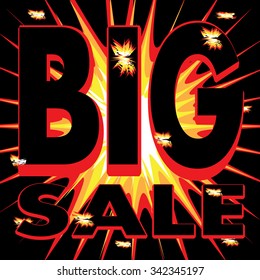 Big Sale Vector Explosion illustrated stickers, label or sale icon. Discount Price tags, sign or special offer symbol