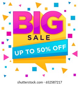 Big Sale, vector flyer, template with lettering composition and bright speech bubble
