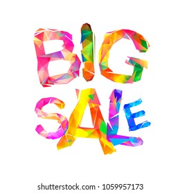 Big sale. Vector inscription of triangular letters