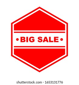 Big Sale vector logo icon with red and white colour and white background for sales ads, stickers, banners, posters, x banners, etc.