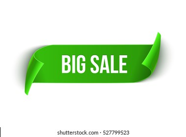 Big Sale vector ribbon design template. Banner sale tag. Market special offer discount label.