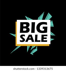 Big sale vector template banner on black background