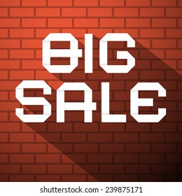 Big Sale Vector Title on Dark Red Bricks Background
