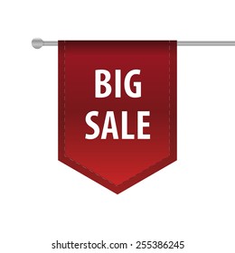 Big sale vertical ribbon bookmark tag. Vector illustration