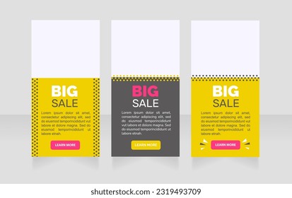 Big sale vertical web banner design template. Vector flyer with text space. Advertising placard with customized copyspace. Promotional printable poster for advertising. Graphic layout