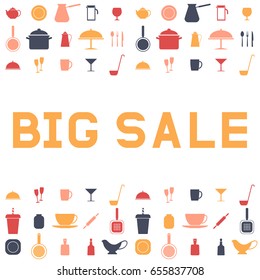 Big sale ware. Design an advertising flyer or banner. Vector illustration. Flat style.