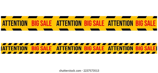 Big sale Warning tapes set. Vector illustaration. Yellow security warning tapes set.