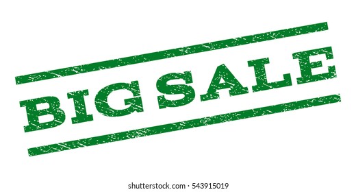 Big Sale watermark stamp. Text tag between parallel lines with grunge design style. Rubber seal stamp with unclean texture. Vector green color ink imprint on a white background.