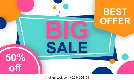 Big sale web banner illustration vector. Discount 50% off background