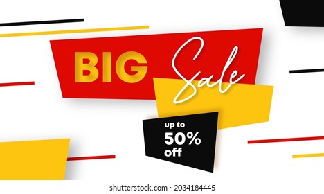 Big sale web banner illustration vector. Discount 50% off background