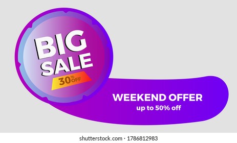 Big Sale weekend ofrece banner vector abstracto, etiqueta, diseño de placa