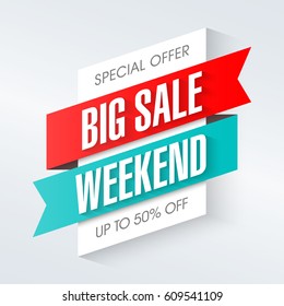 Big Sale Weekend, special offer banner template vector illustration