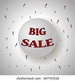 Big sale white sphere with exclamation marks in vector