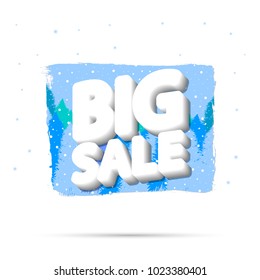 Big Sale, Winter discount tag, banner design template, app icon, vector illustration 